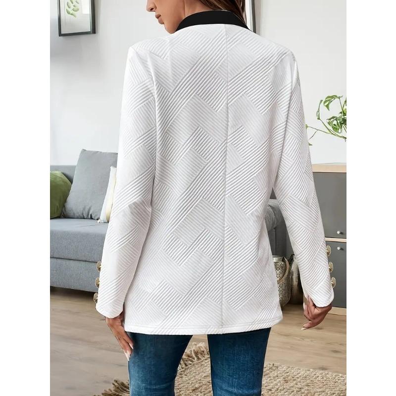 Women S Color Block Blazer With Gold Cufflinks Long Sleeve Outerwear