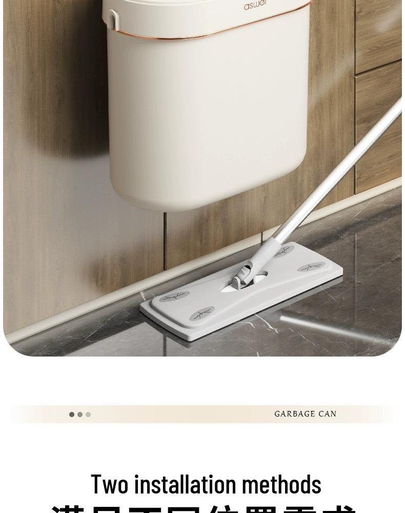 Wall-Mounted Kitchen & Bathroom Trash Can with Lid - Slim Waste Basket for Tight Spaces