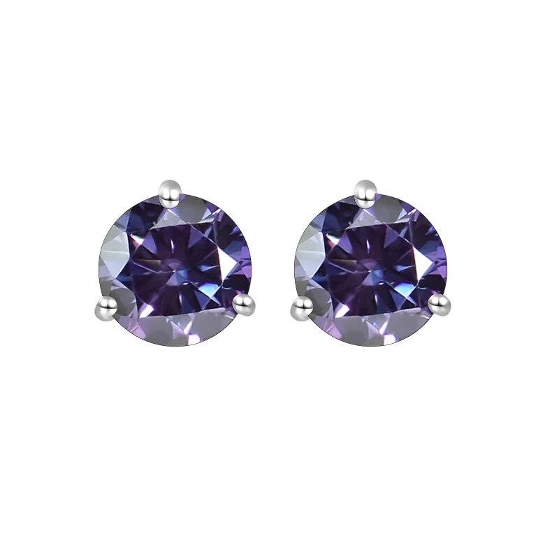 S925 Sterling Silver Round Anniversary Stud Earrings 0.5CT/1CT Trendy Style Moissanite Earrings For Women Couple Gift