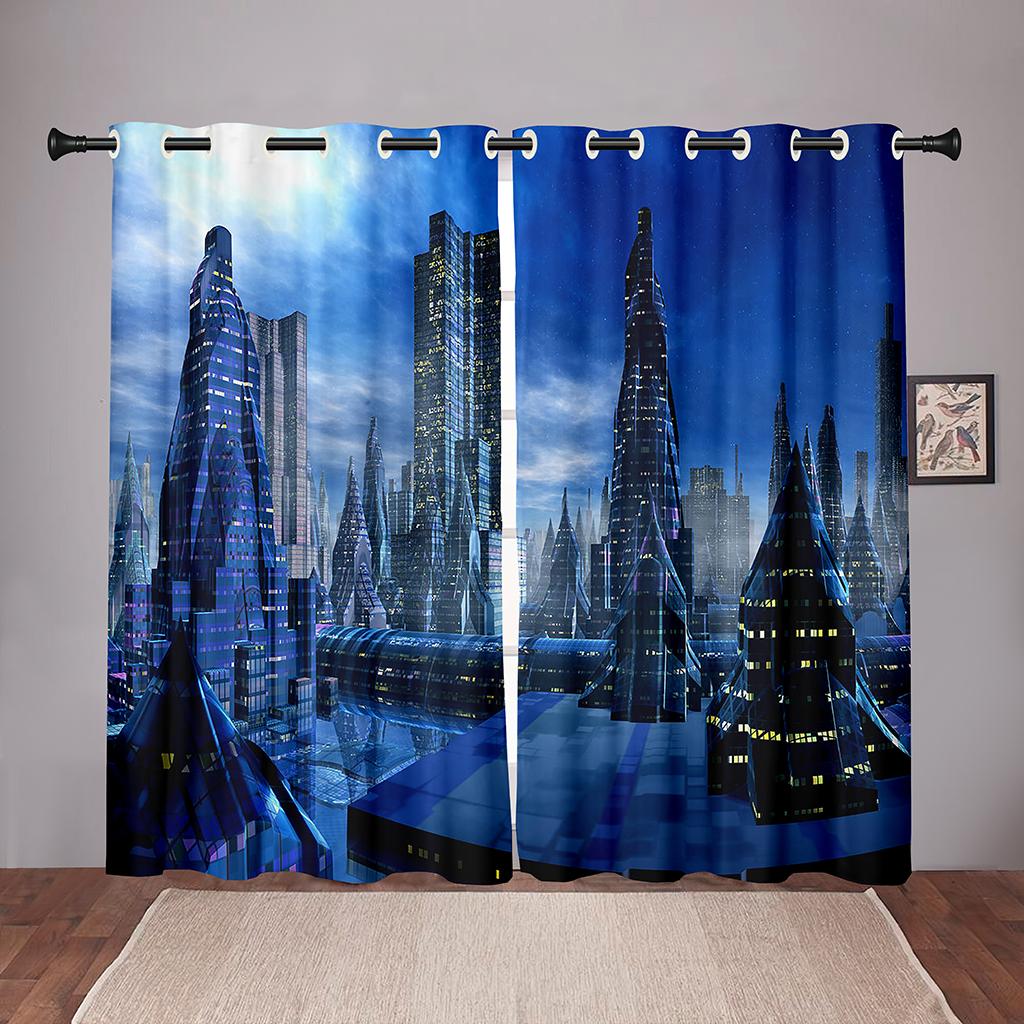 Future City Technology ArchitectureBlackout Window Panel Curtain Children Living Room Room Bedroom Bathroom Kicthen Door Cupboard Home Hook