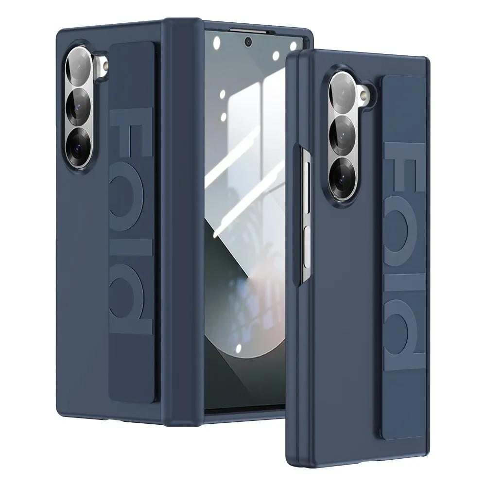 Elasticity Silicone Wrist Strap Phone Case for Samsung Galaxy Z Fold 7 6 Fold6 Fold5 Wristband Shockproof Hinge Protective Cover