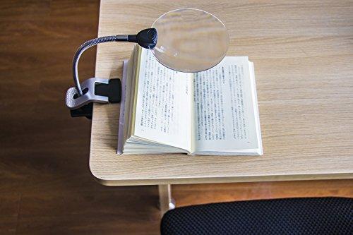 Sutekus Stand Magnifier, Magnifying Glass, Reading Magnifier with LED Light, Clip-on Compatible, 11cm/13cm Lens Diameter, 2.5x/5x Magnification, Perfe
