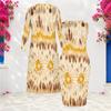 Women Plus Size Two Piece Set Long Sleeve Open Front Cardigan Sleeveless Printed Bodycon Dress Dark Blue
