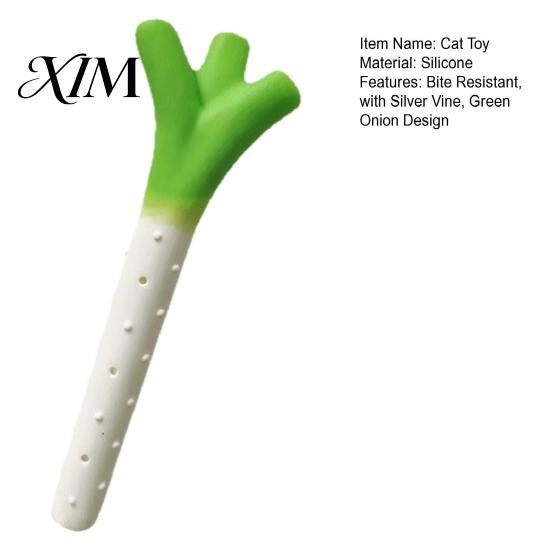 Interactive Cat Toys for Indoor Cats Silicone Scallion Toy, Kitten Chew Toy with Silver Vine And Crinkle Creative Teaser Pets Paper, Teeth