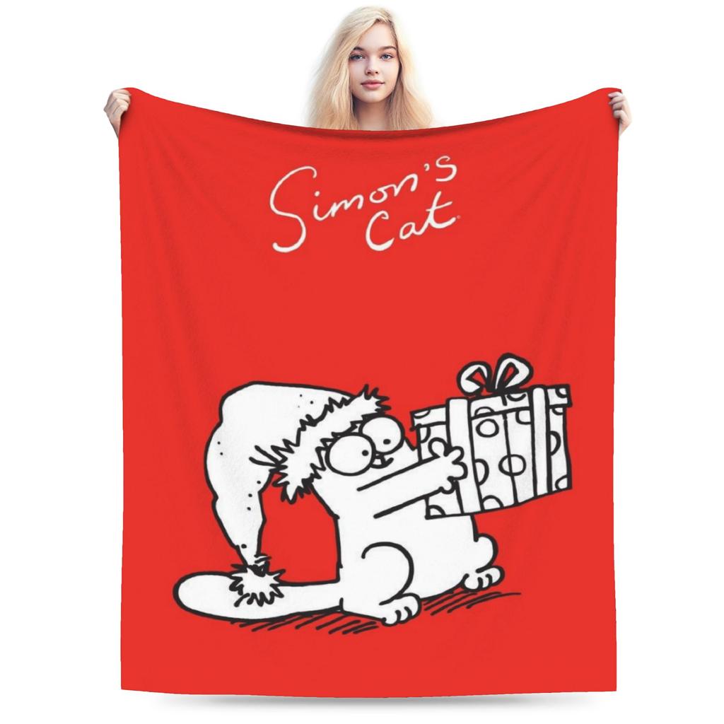 Comfortable Simons Cartoon Cat Cats Blanket Stuff Bed Decorative Throw Blanket Soft Flannel for Bedroom