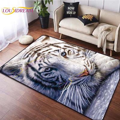 A bengáli fehér tigris szőnyegek 3D nyomtatott szőnyegek nappali hálószoba gyerekeknek játszószőnyeg Tigris rajzfilm padlószőnyeg Art szőnyeg