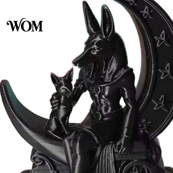 Unique Atmosphere Ornaments 3D Printed Anubis Moon Figurine, Ancient Egyptian Mythology Statue, Crescent Statue Dark Style Wolf Desk Ornament,
