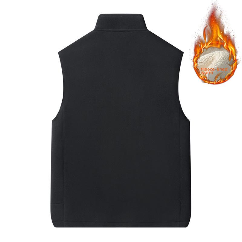 Colete de pele de cordeiro masculino: Quente, forrado de veludo, gola alta, grosso, casual, versátil, moderno, tamanhos grandes.