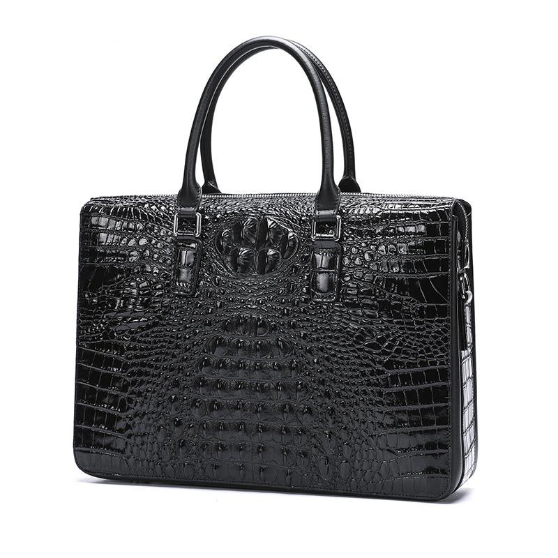 Password Lock Men Bag Genuine Leather Alligator Pattern Men's Briefcase Laptop Shoulder Bags High Quality Men Handbag Business