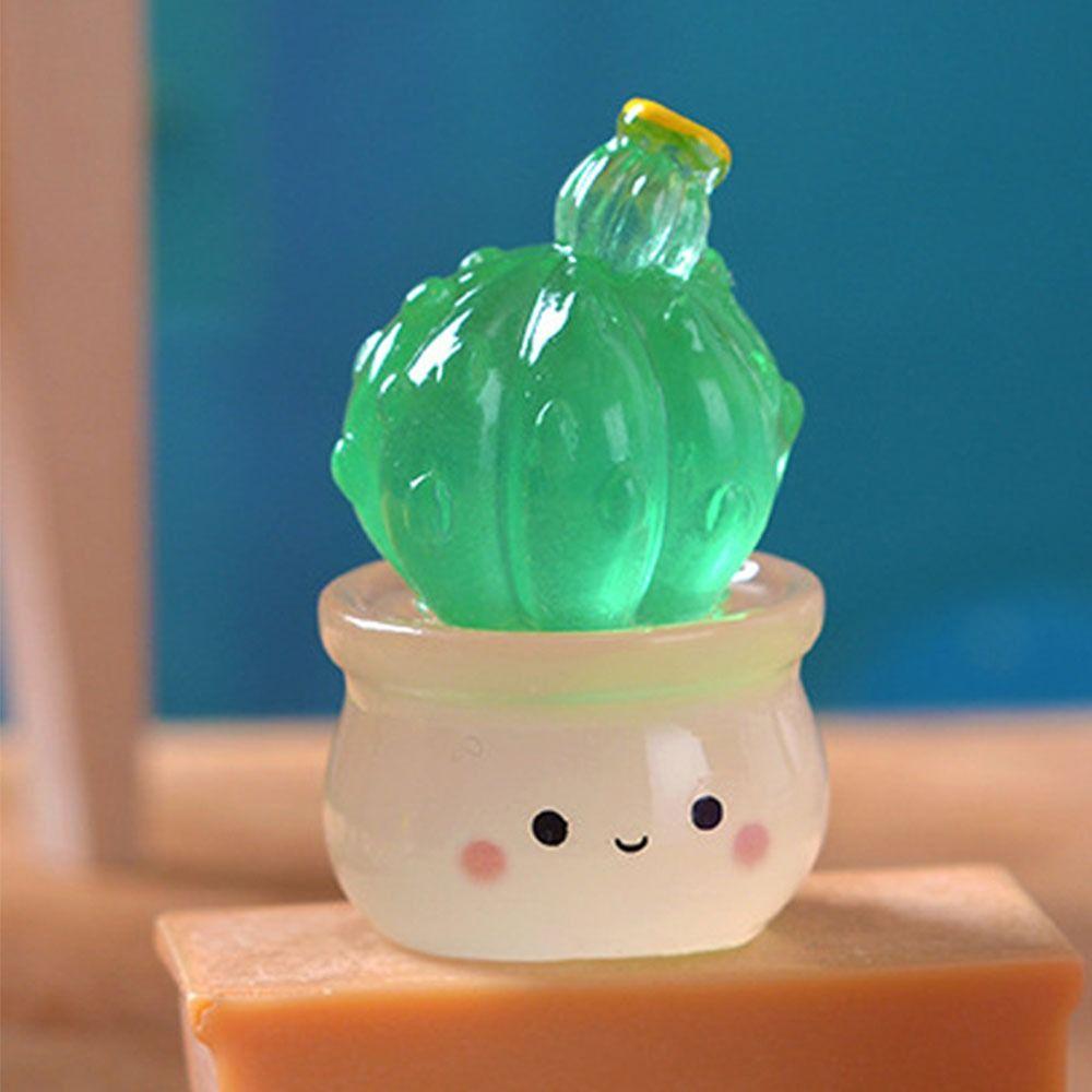 Mini Luminous Succulent Cactus Miniatures Cactus Potted Plants Ornaments  Home Decorations