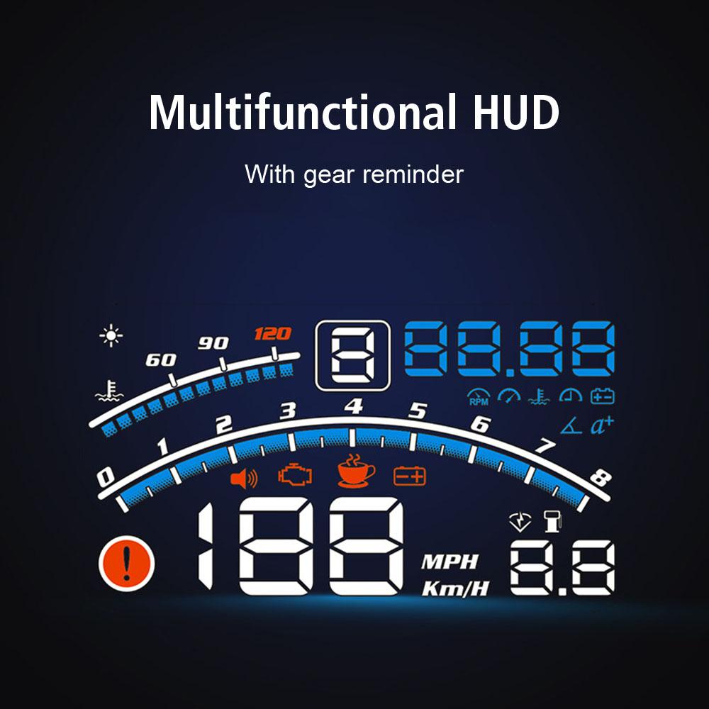 OBD2 HUD Speedometer Windshield Projector Car Head Up Display Digital Water Temp Tester New 4E Upgraded Alarm 5.5inch HD Screen