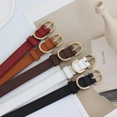 Double D Pin Buckle Women'S Design Thin Belt Women'S Skirt Decorative Jeans Belt 5 Colors Optional