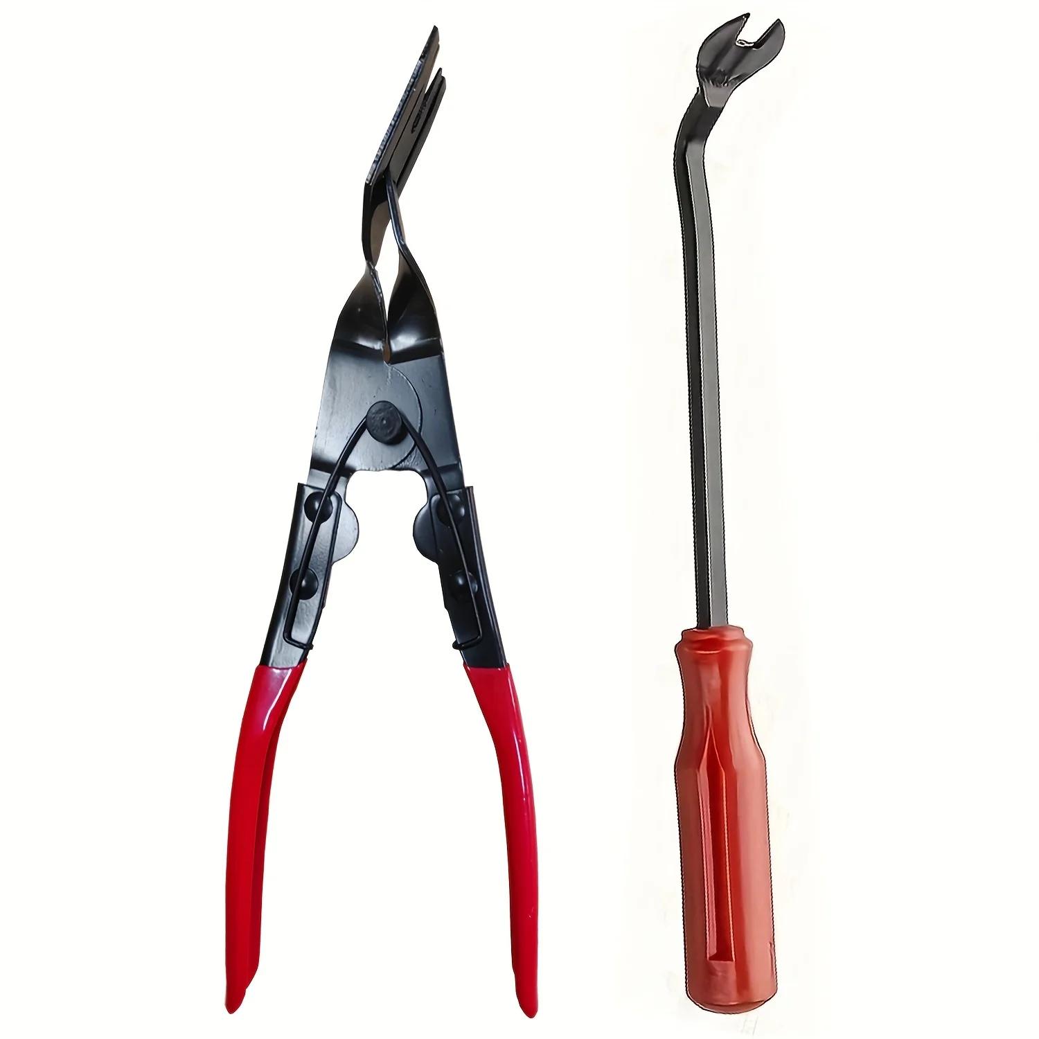 

2Pcs Auto Fastener Trim Removal Tool Kit Repair Tools Car Disassembly Kit Clip Screwdriver Light Pliers Door Panel Tool Set