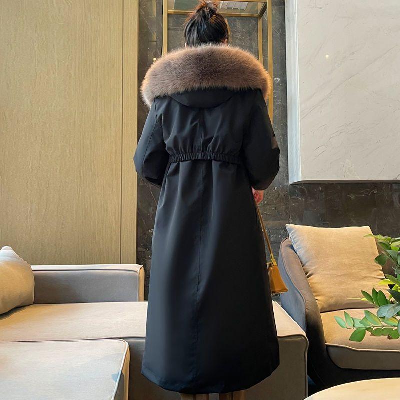 

Женская парка средней длины со съемной меховой подкладкой и пальто из искусственного меха 4XL синий