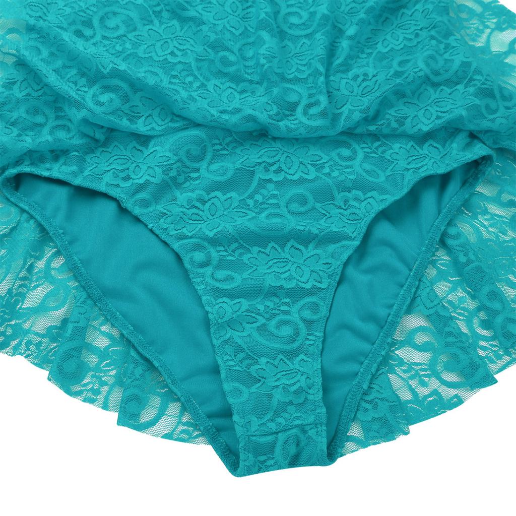 Women's Floral Lace Ballet Dance Leotard Fingerpoint Sleeves Figure Ice Skating Dress Costume