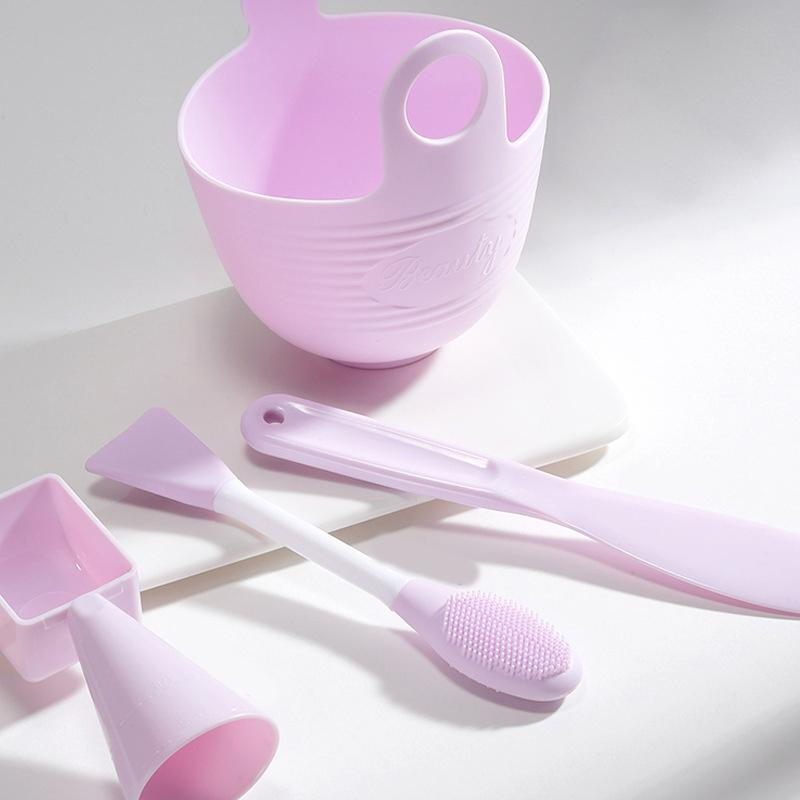 3/4Pcs Silicone Mask Brushes Bowl Measuring Cup Diy Powder Seaweed Mask Tools Handle Multi-Function Brush Face Mud Mixing Beauty
