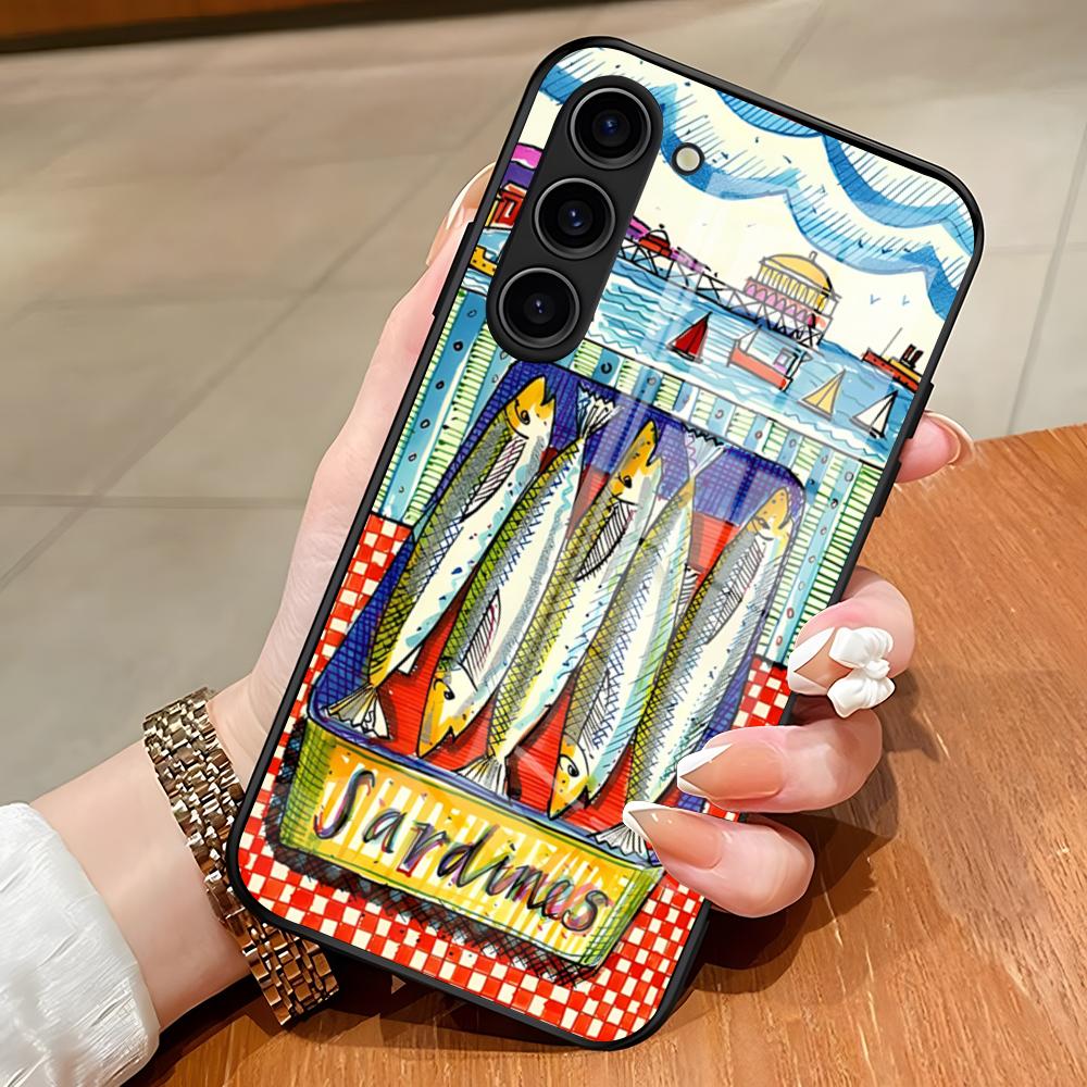 Fish Funny Sardines Phone Case For Samsung S26 S25 Edge Ultra S23 S22 S21 S20 Ultra Plus S24 Fe A54 A53 A25 Glass Cover