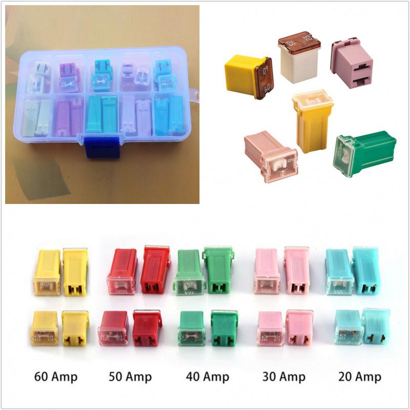 20Pcs Mini Car Square Fuse Dc 12-32V 20A 30A 40A 50A 60A Amp For Cars And Trucks Fuse Panels And Wiring Harnesses