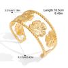 Yori Waterproof Stainless Steel Flower Hollow Wide Open Bracelet Bangle 18K Gold Plated Fashion Women Trendy Jewelry Bijoux