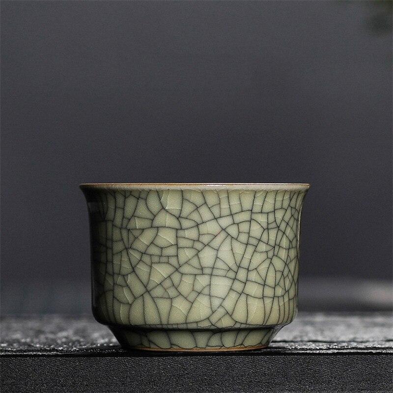 Longquan Celadon Office Teacup Ceramic Ge Kiln Ice Cracked Glaze Kung Fu Master Cup Small Tea Bowl Drinkware