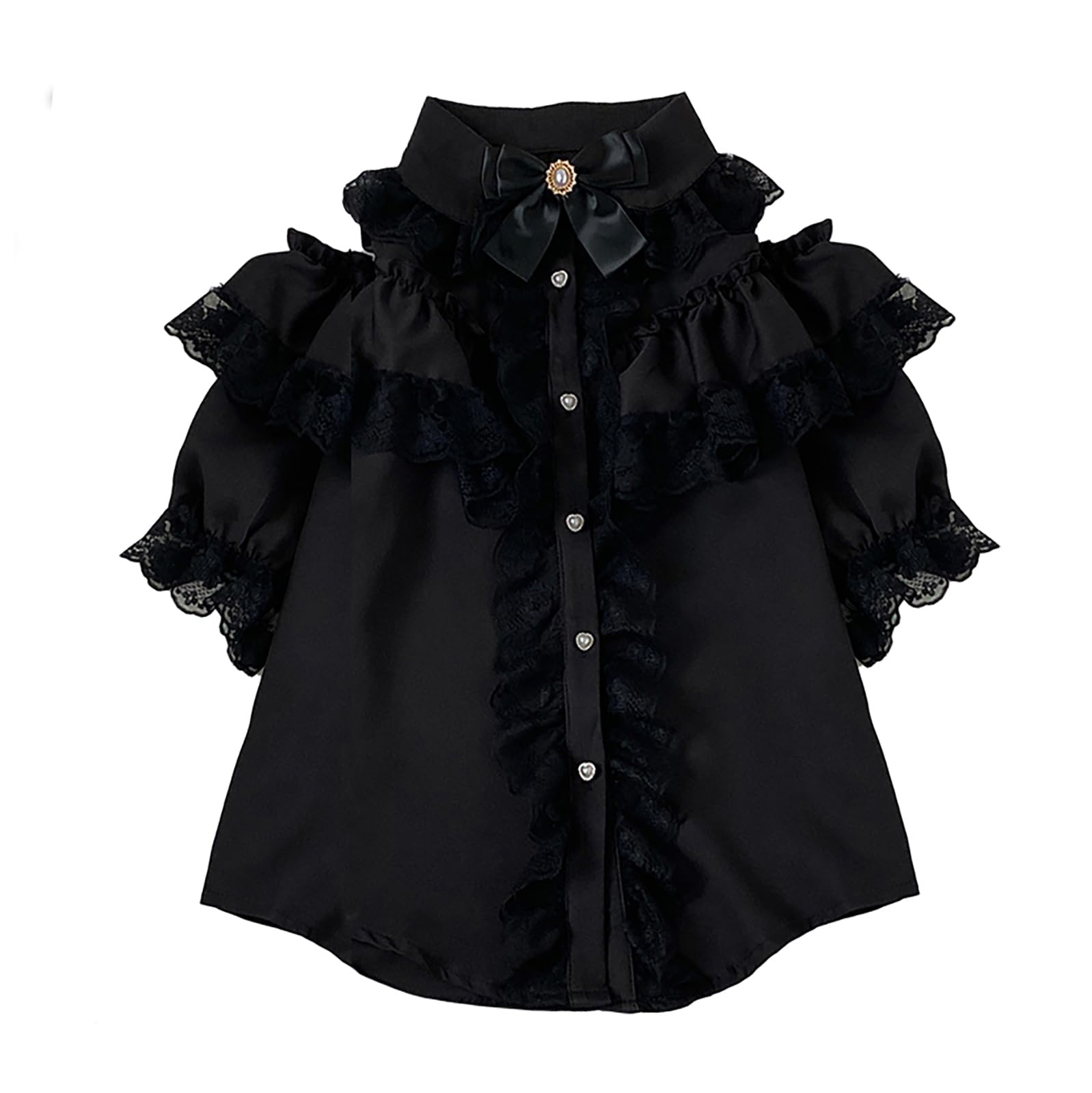 

Милая блузка со съемной лентой и коротким французским девичьим студенческим осенним рукавом с черной брошью с открытыми плечами [XHSUKADO], стиль массового производства,