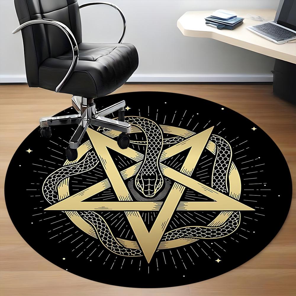 1pc Snake Pentagram Office Round Area Rug, Indoor Mat Suitable For Office, Under Office Chairs Bedroom Living Room Home Decor, Room Deco