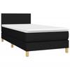 3140427 vidaXL Lit à sommier tapissier avec matelas Noir 90x200 cm Tissu