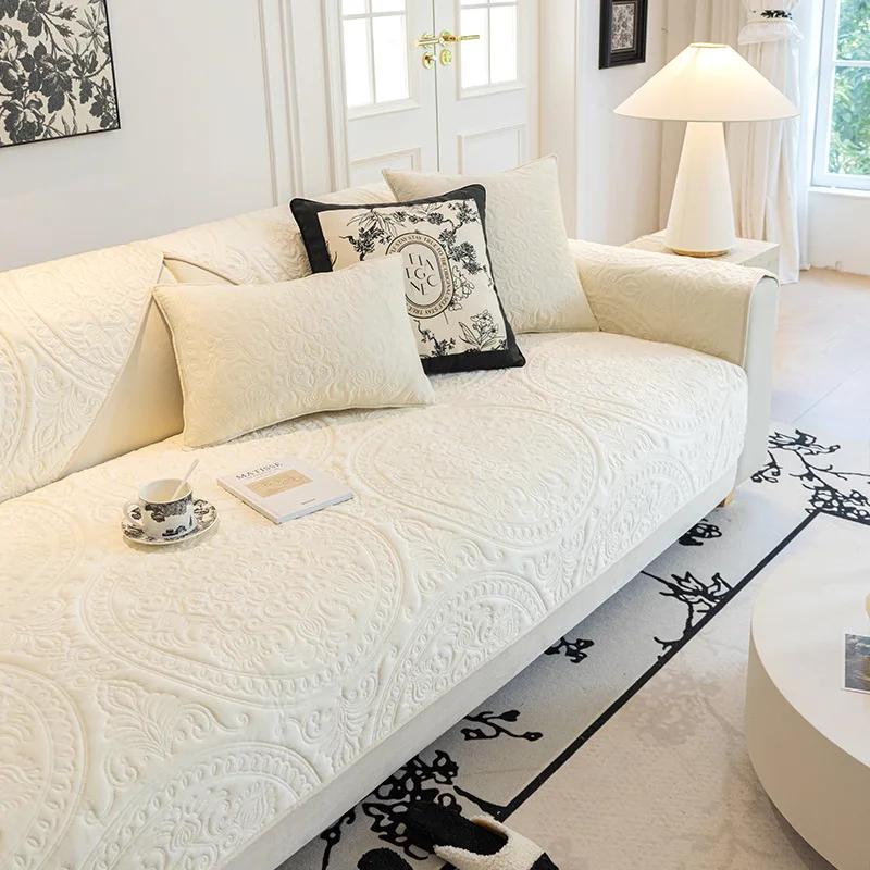 Nordic Crystal Velvet Sofa Cushion Four All Seasons Universal And New Product Sofa Cushion Cream Texture Anti Slip Cover Towel