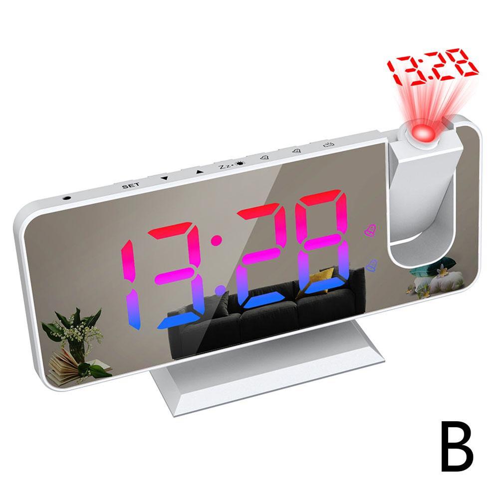 Light Perception Two Colors Dual Alarm Clock With Snooze Function Rgb Ultra Clear Screen 180 ° Projector Alarm Clock