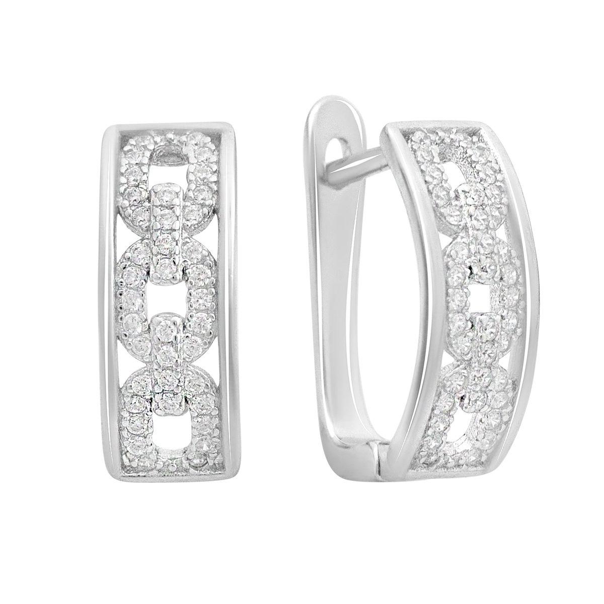 

Срібні сережки з фіанітами (2144588) білий