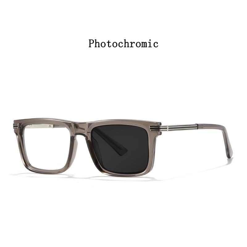 Large Square Metal Frame Hyperopia Prescription Photochromic Anti Blue Light Reading Glasses for Men 0 to +600