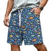 Men's Hawaiian Mesh Shorts with Drawstring Elastic Waist for Summer Beach