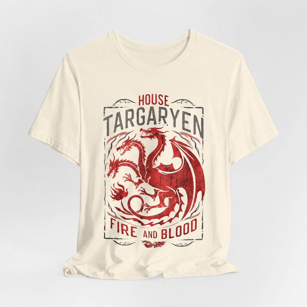 House of The Dragon Shirt Fire and Blood House Targaryen Team Unisexs Clothing Printed Cotton Tshirt for Fans Related Merchandise