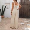 Combinaison pour femme 2026 Style ethnique Broderie couleur Taille haute Bretelles Sans manches