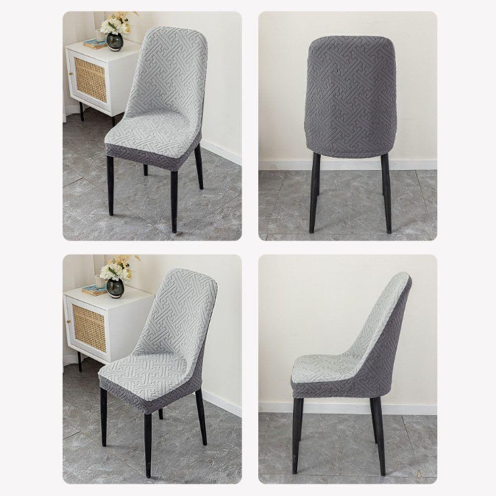 High-elastic Dining Chair Cover Anti-slip Curved Integrated Seat Cover Soft Jacquard Backrest Protector for Home Decoration