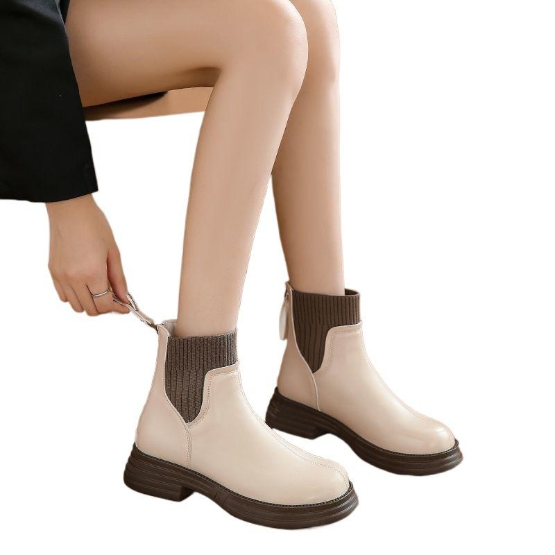 Thick-soled Martin Boots Women's Shoes 2025 New Trend Thin Boots Spring Autumn and Winter Short Boots Women's Single Boots Elastic Mouth