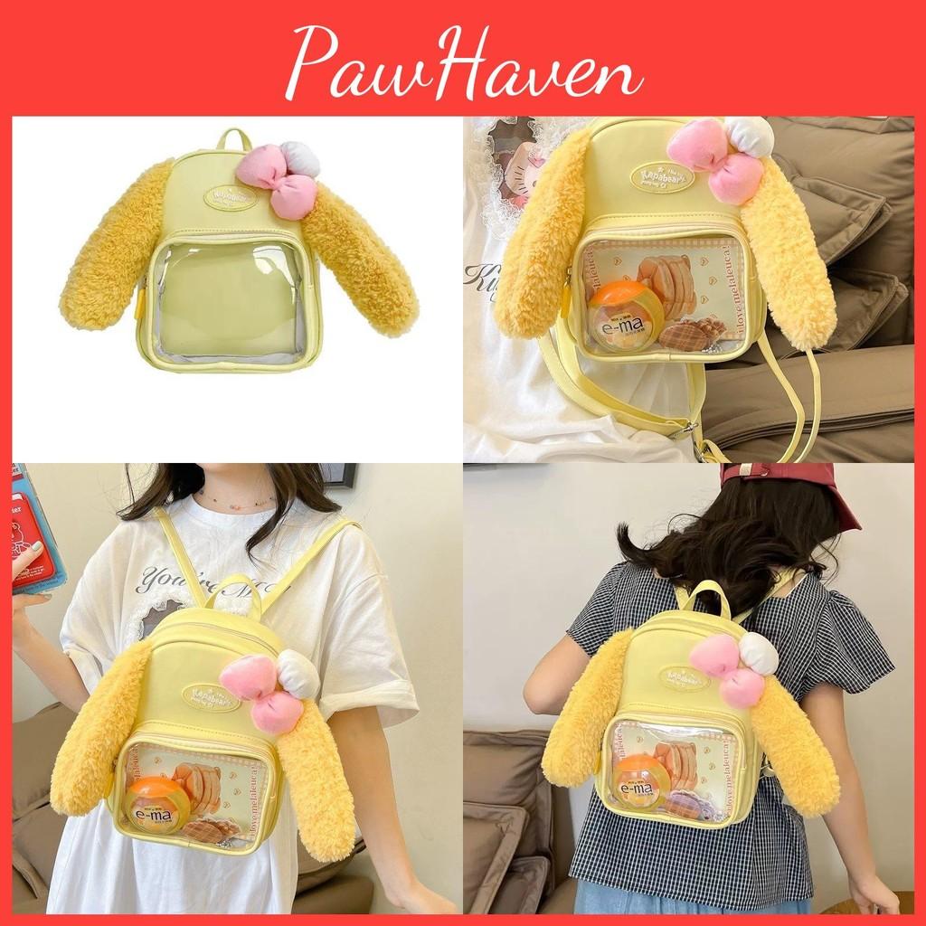 Bowknot Rabbit Ears Itabag Plush Backpack Cartoon Yellow Schoolbag Kids Gift