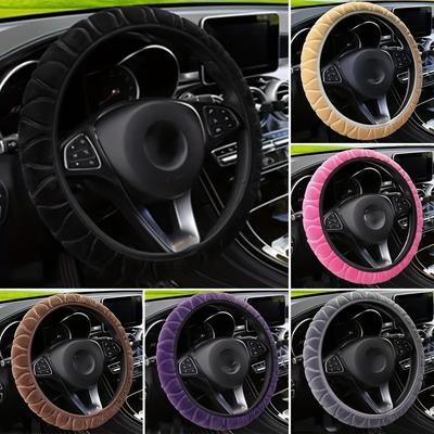 Plush Car Steering Wheel Cover Soft Short Fur Warm Winter Steering Wheel Protector Cover Anti Slip Car Decoration for Women Man