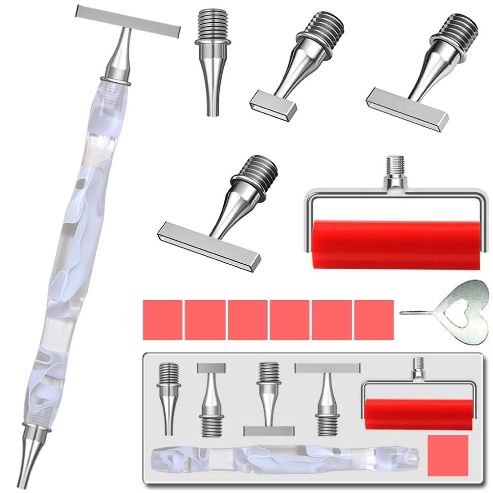 Kit Penna Pittura Diamante da 13 Pezzi con Punte in Acciaio Inossidabile 1 3 6 9 Strumento Ergonomico per Posizionamento Perline per Arte con Strass Fai da Te