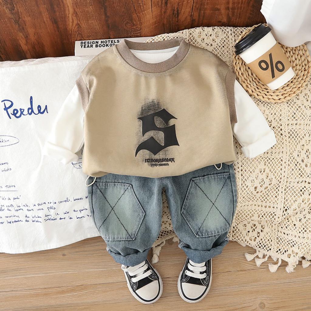 Uformelt langermet sett for barn, komfortable hverdagsantrekk