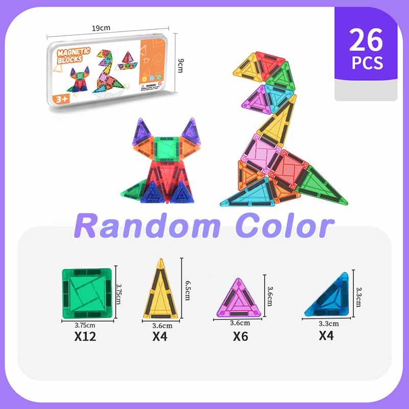 Mini Magnetic Tiles Travel Set Toddler Magnet Building Blocks Constructions STEM Creative Game Kid Iron Box Portable Blocks Toys