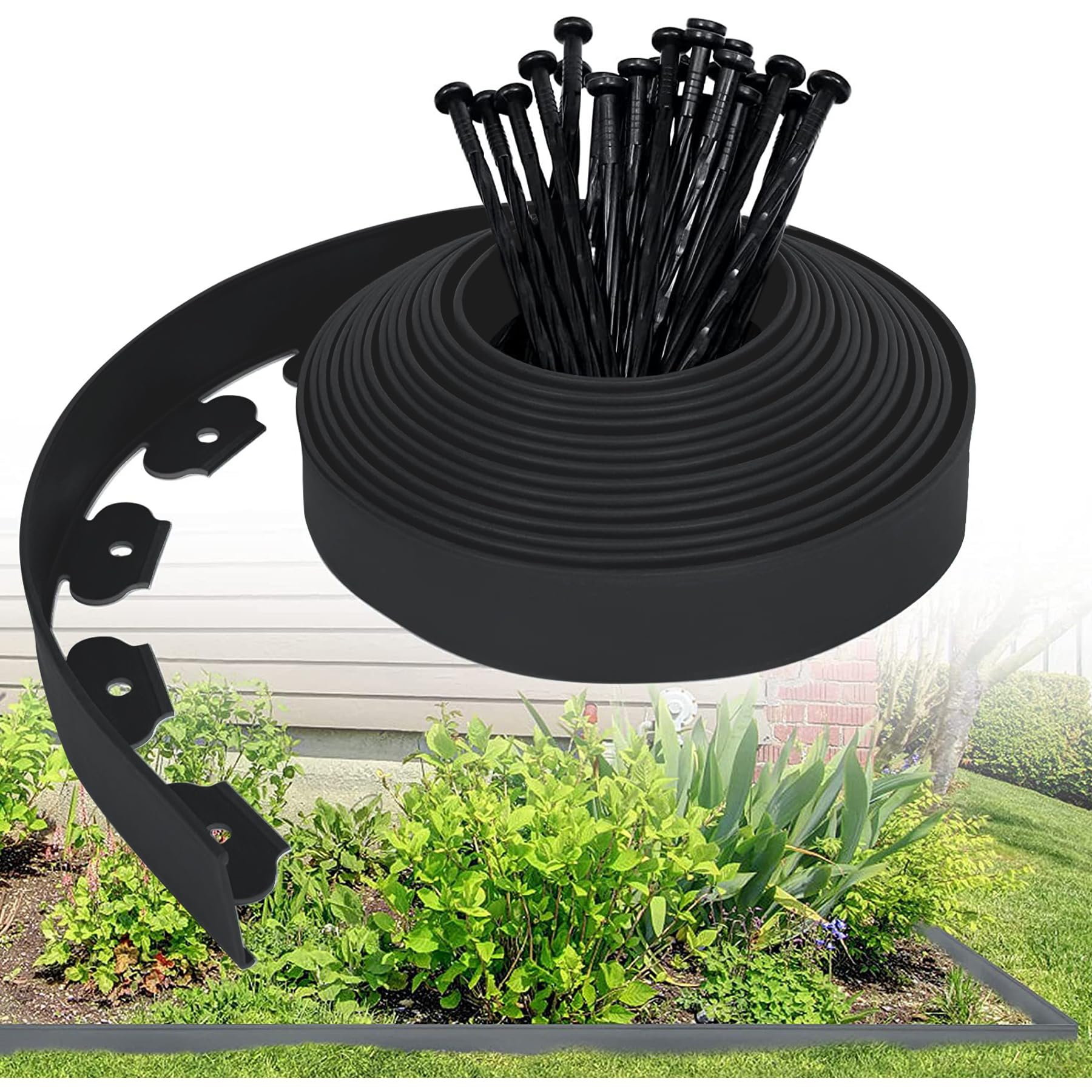 

Garden Edge Fence, Flowerbed Fence, Soil Retaining, and Lawn Root Control - DIY Garden Construction & Horticulture - New Thick-Walled L-Type - Easy In