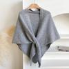 Fashion Solid Color Knitted Shawl Soft Neck Wrap Sweater Shawl Cape Thickened Winter Warm Wool Blended Shawl