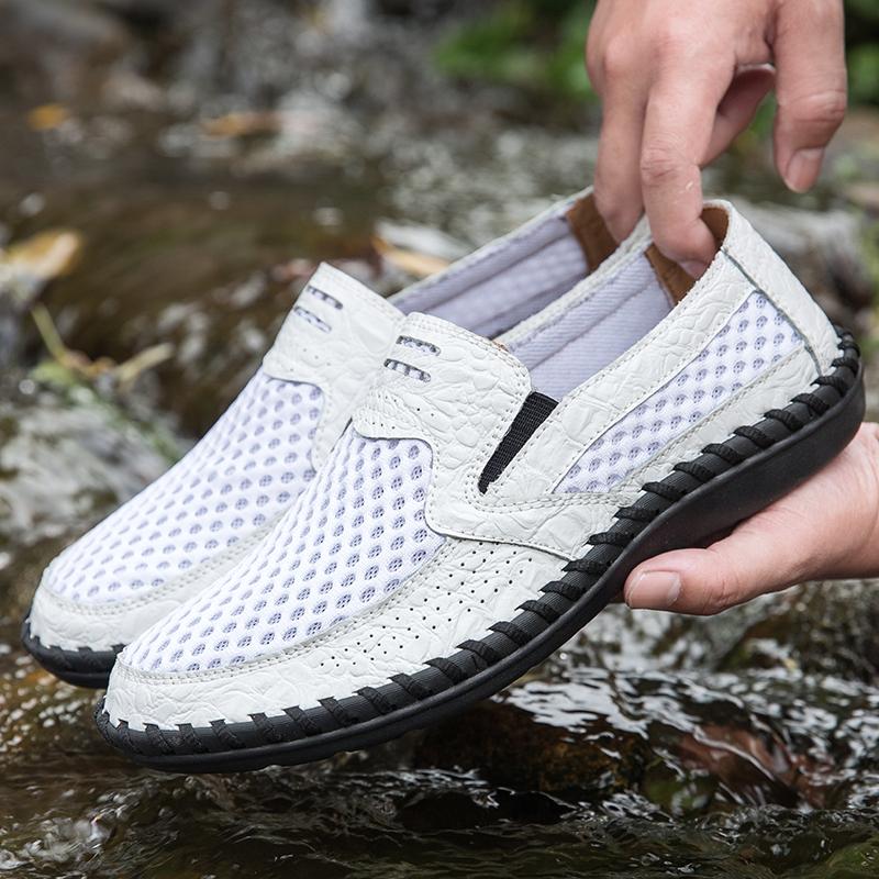 Summer Men's Breathable Mesh Loafers Fashion Comfortable Men Casual Shoes Men's Shoes Outdoor Lightweight Flat Shoes Large Size