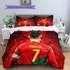 Cristiano Ronaldo Wzór Pościel Zestaw Kołdry Dekoracja Domu Prezent (1 * poszwa na kołdrę + 2 * poszewki na poduszki bez rdzenia)