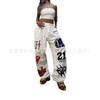 Printed High-Waist Jogger Pants Teens Street Style Casual Trousers S-XXL