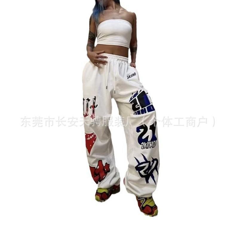 Printed High-Waist Jogger Pants Teens Street Style Casual Trousers S-XXL
