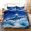 Funda de edredón de avión Microfibra Avión Volando por el Cielo Azul Juego de Ropa de Cama con Tema de Avión para Niños Niñas Funda de edredón Tamaño King