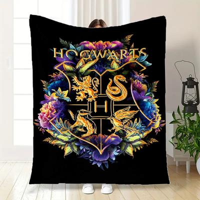 Hogwarts House Crests Flowers Phone Case CoverBlanket Flannel Throw Blanket for Sofa, Bed, Travel, Camping, Office, Couch, Chair