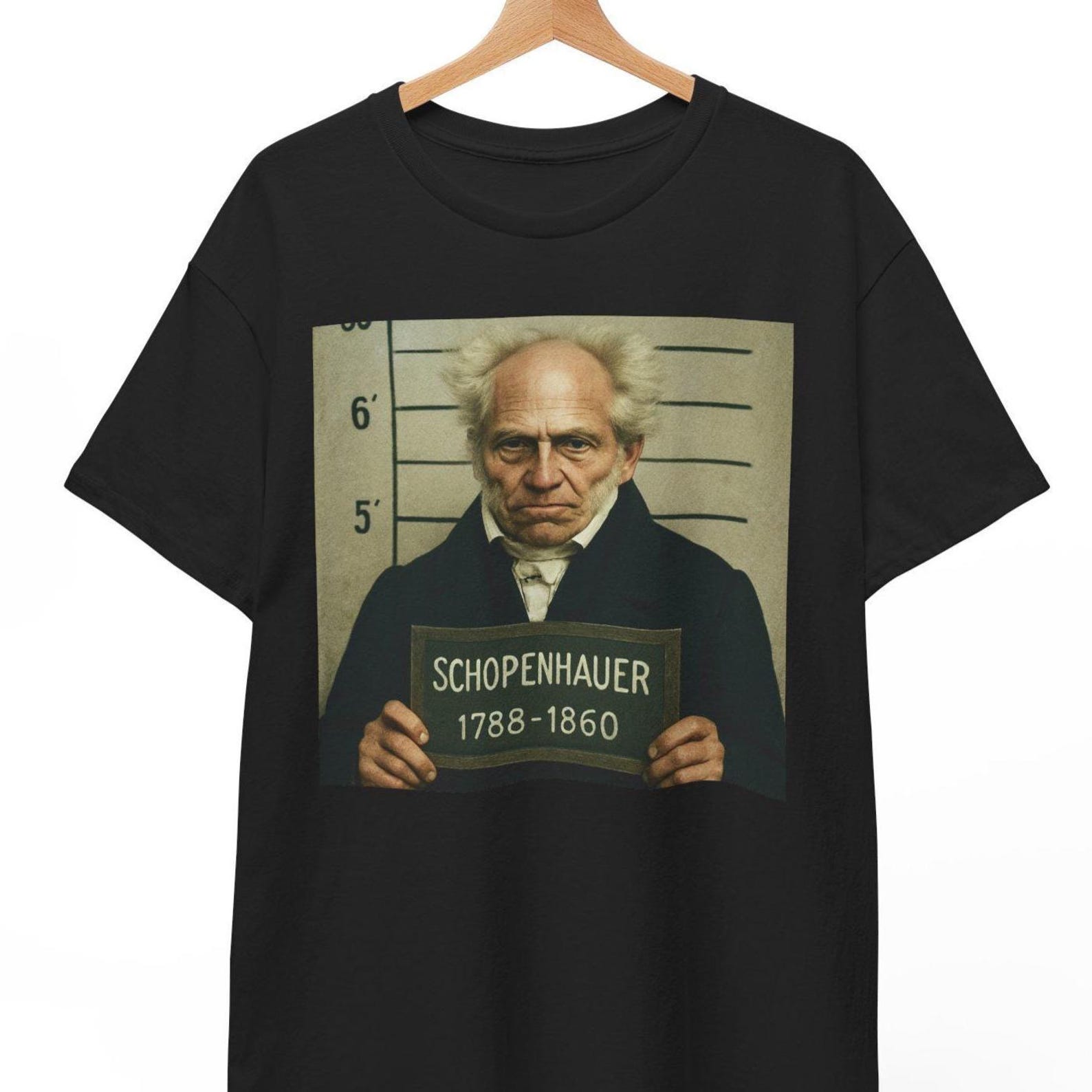 Schopenhauer Mugshot T-Shirt: Funny Philosophy Meme Tee 4XL